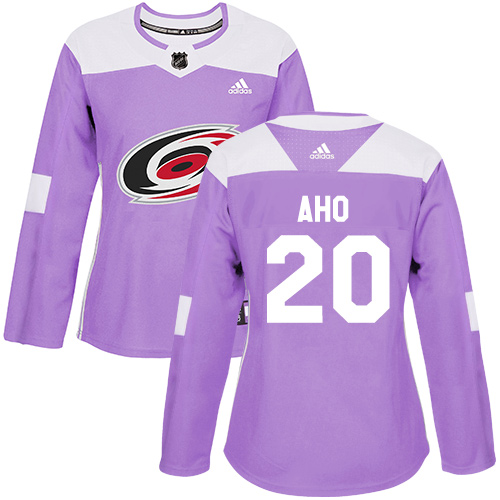 Adidas Hurricanes #20 Sebastian Aho Purple Authentic Fights Cancer Women's Stitched NHL Jersey